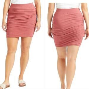 Sundry For Evereve Soleil La Lune Mauve Jam Ruched Mini Skirt Size 2 Medium New!